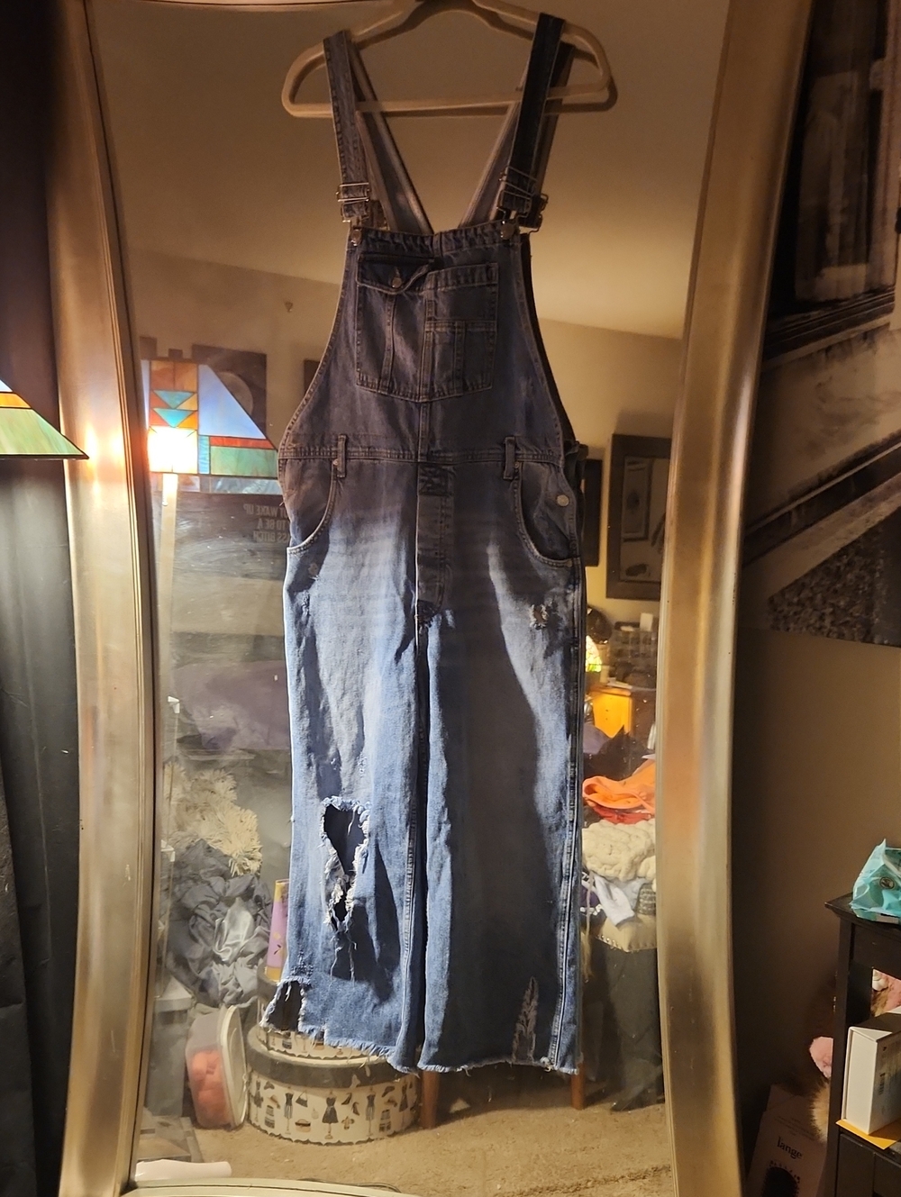 Free People Blue Distressed Denim Women's' Overalls Small
